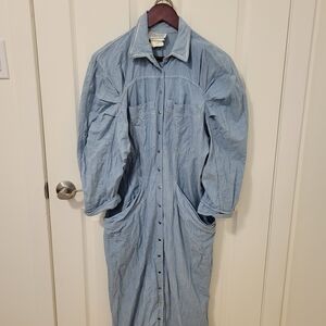 Unique Vintage Light Blue Denim Dress with Silvers Details